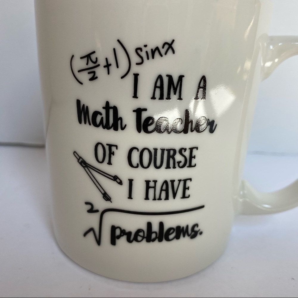 Math Teacher Mug White Ceramic Problems EUC Algebra School Gift 5 Aup Coffee
